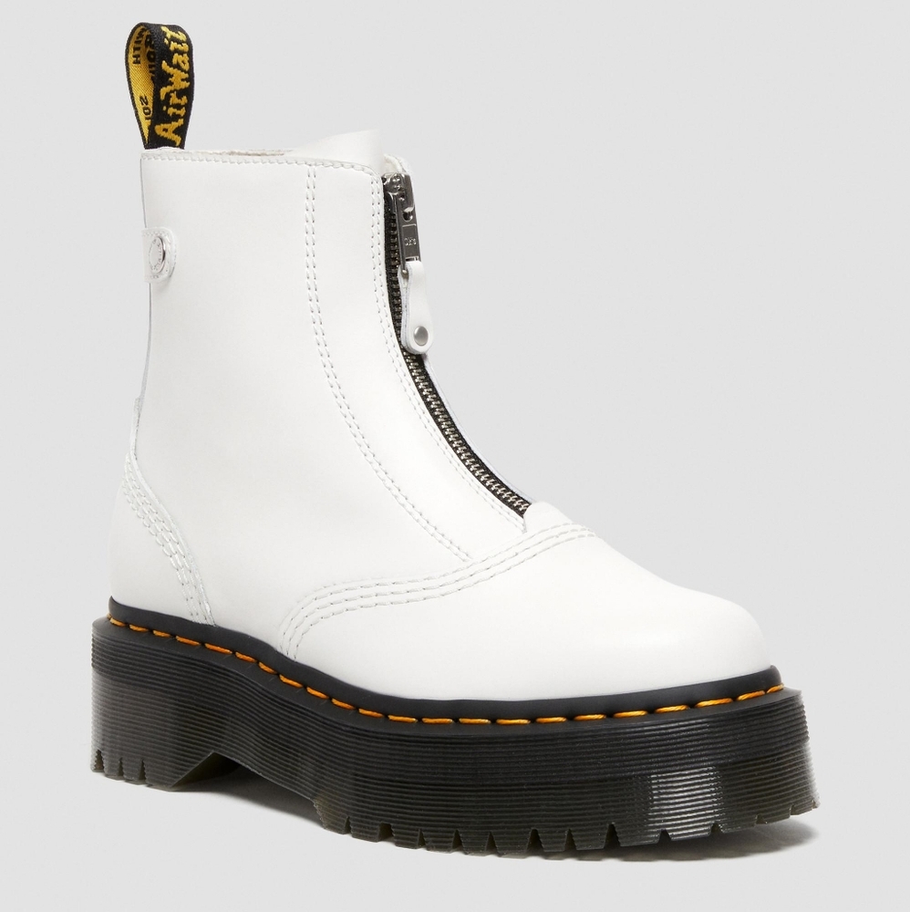 Dr. Martens white zip Jetta leather boots  platform combat doc Size 7